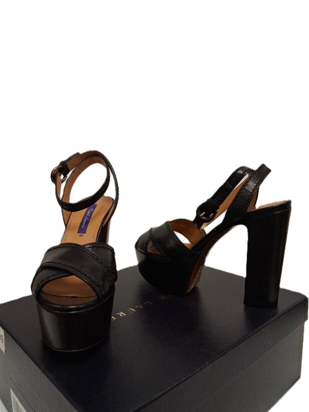 Ralph Lauren Lakia Black Burnished Calf High Heels
